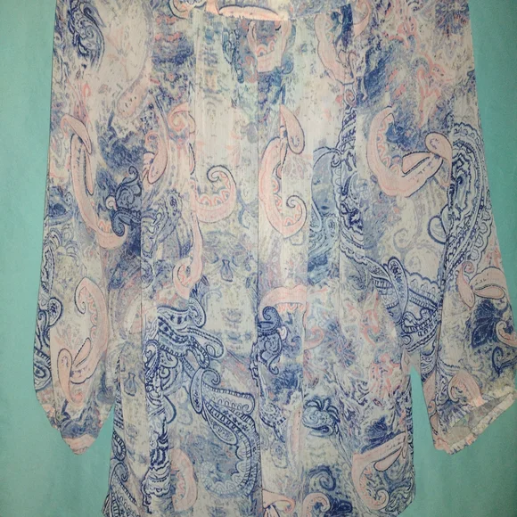 Paisley Print Sheer Blouse - Picture 6 of 7